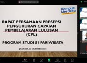 Rapat Persamaan Persepsi Pengukuran Capaian Pembelajaran Lulusan (CPL) Program Studi S1 Pariwisata Universitas Bina Sarana Informatika