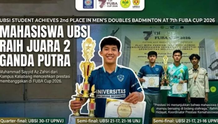 Smash Prestasi! Mahasiswa UBSI Kampus Kaliabang Sabet Juara 2 FUBA Cup 2026